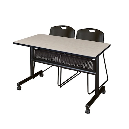 Kobe Rectangle FlipTop Table, 48" W, 29" H, Laminate Top, Maple MKFTM4824PL44BK